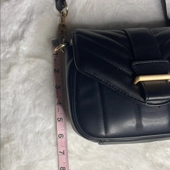 Black Soft Faux Leather quilted Shoulder Bag - Picture 6 of 10